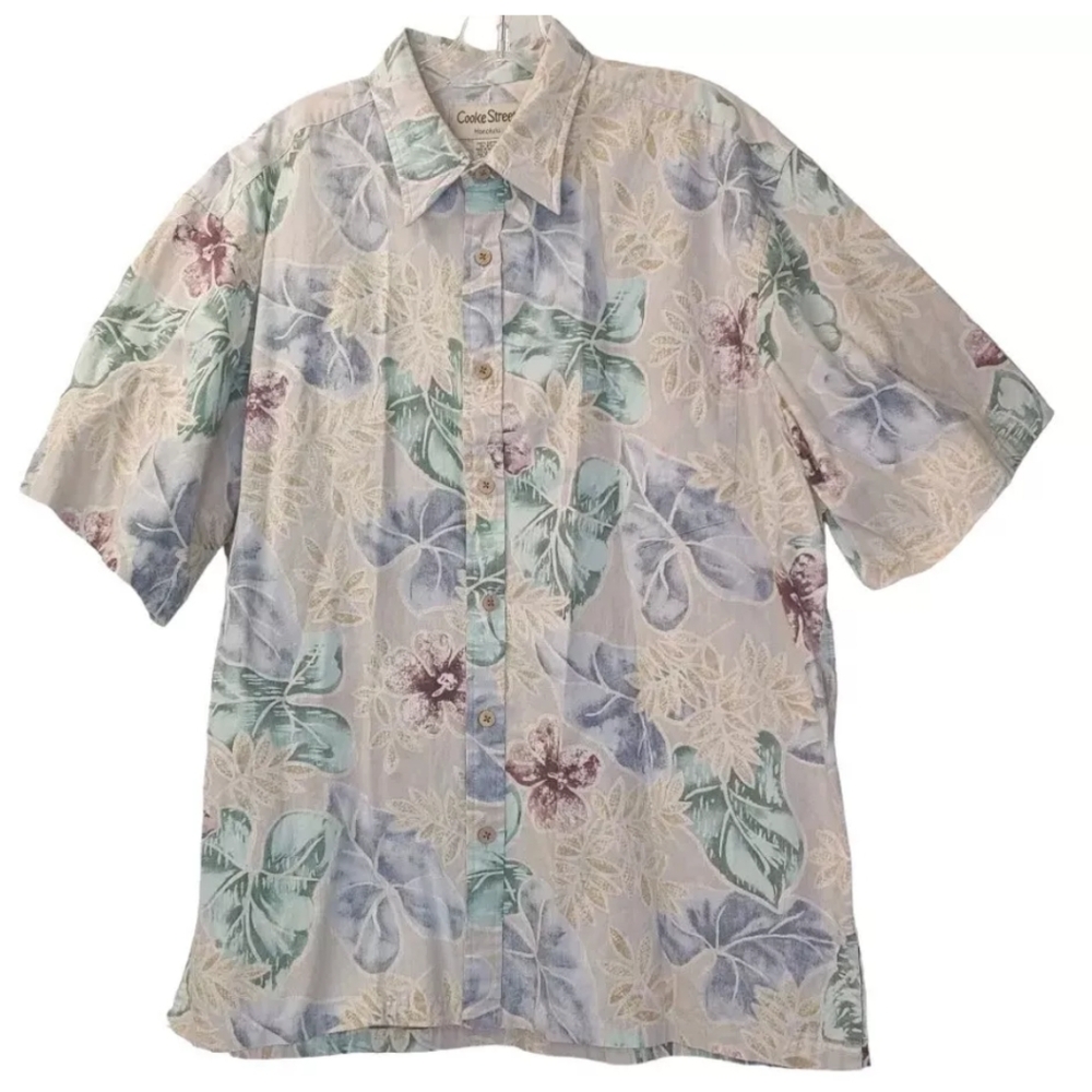 Cooke Street Hawaiian Shirt Men XL Tropical Vacation Vintage Reverse Print EUC